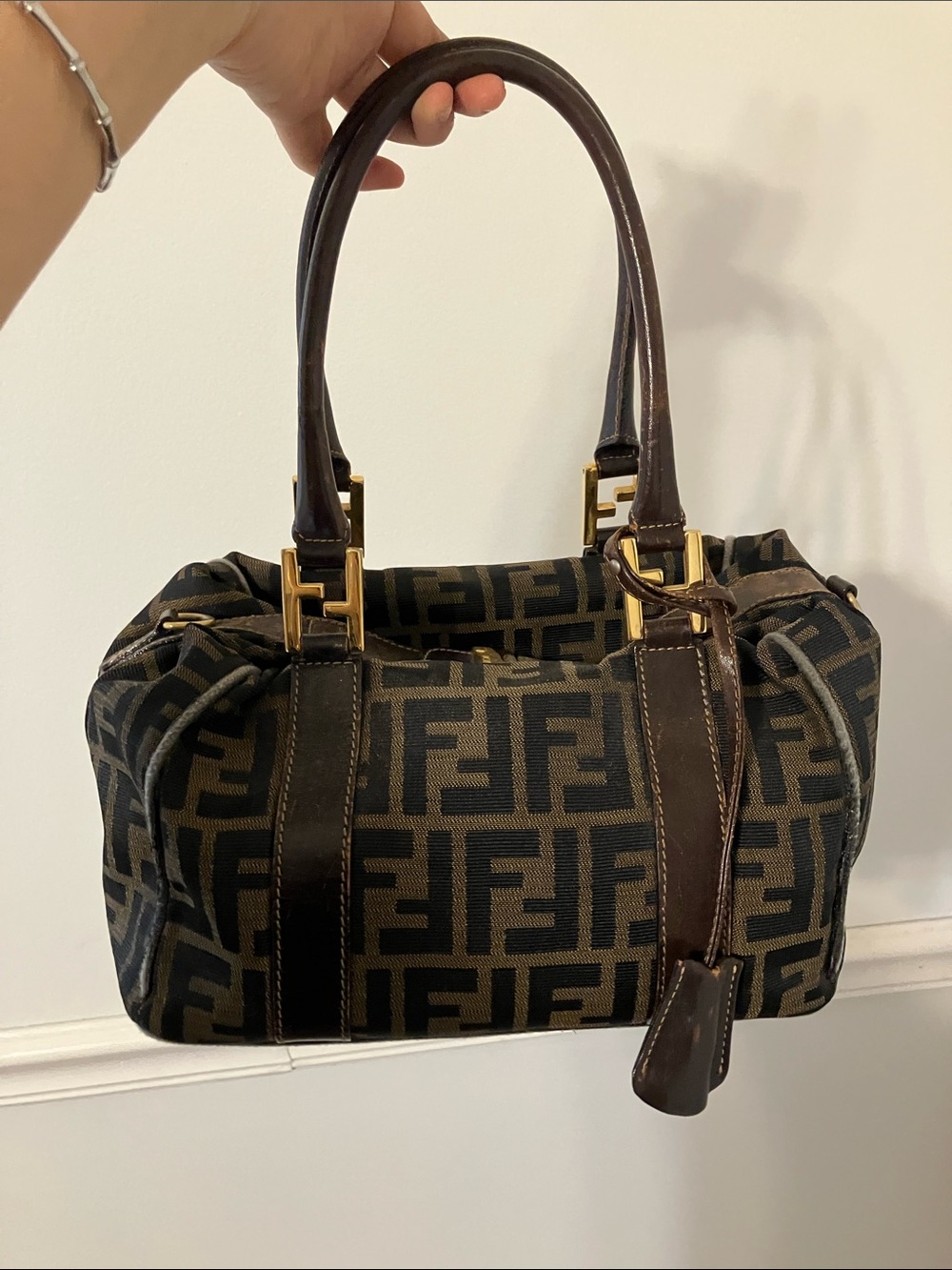 Fendi Zucca Print Canvas Boston Bag